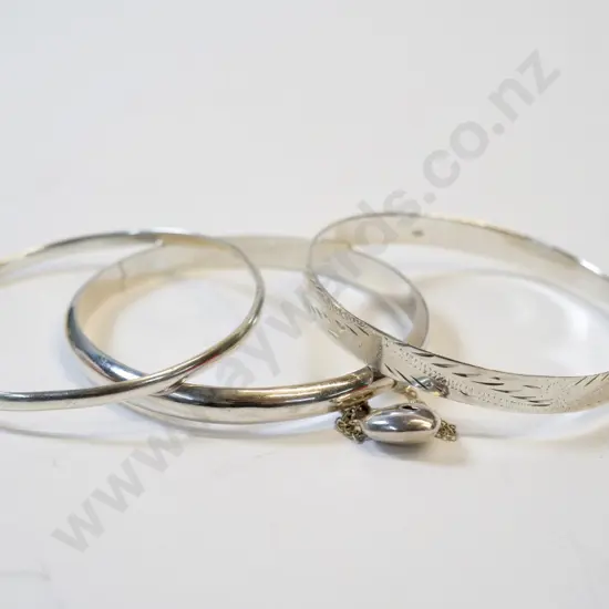 3 silver bangles stamped 925