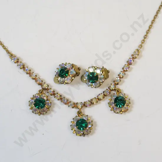 diamante costume necklace & earring set