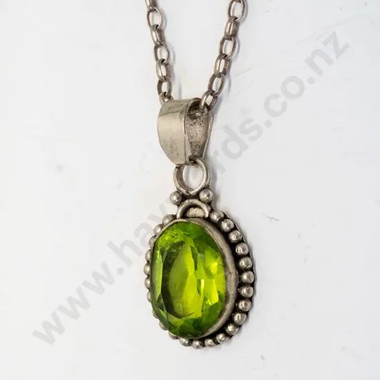 green stone necklace chain stamped 925