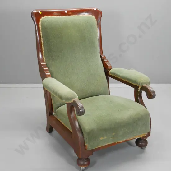 restorers Victorian metamorphic armchair - green velvet needs attention H-1030 W-750 D-720