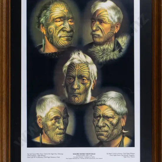 framed print - Maori Moko Montage H-560 W-360