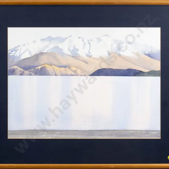 J Cotter - framed watercolour - lake and mountain scene H-370 W-510