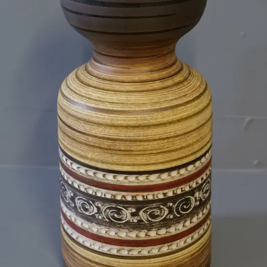 German pottery vase - matte glaze, incised decoration H-350 D-180