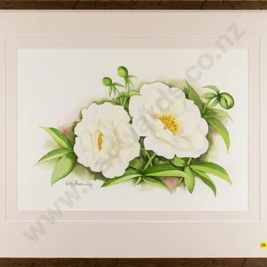 Hilda Thomson - framed watercolour - roses H-360 W-510