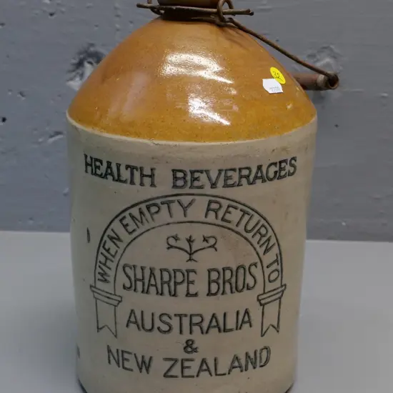 Sharpe Brothers Australia & New Zealand narrow-mouth crock with wire handle H-340 D-200