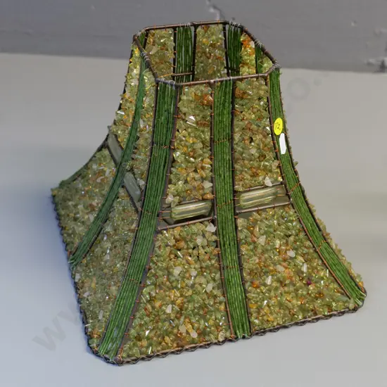 vintage plastic beaded lamp shade on metal frame H-210 250x250