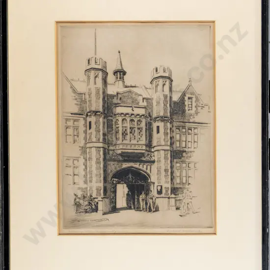 framed etching10/100 "Gateway Otago University" H-260 W-190