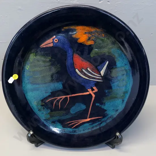 hand-painted Morris & James Matakana pukeko plate Diameter 380