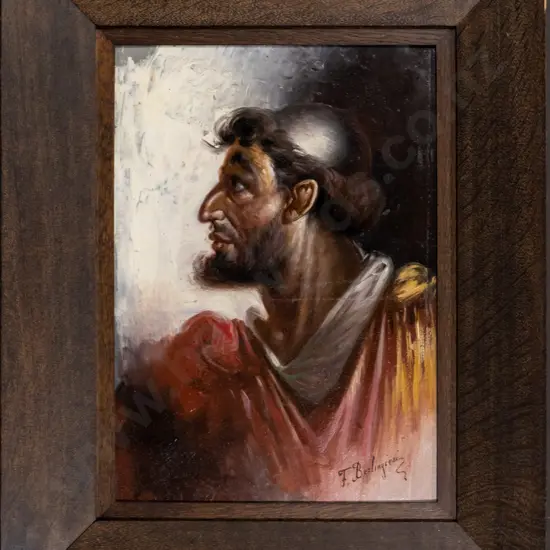 F Berlingieu - framed oil - portrait of Cardinal Carlo Borromeo H-360 W-260