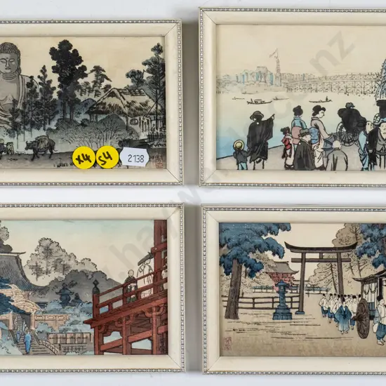 4x small Japanese prints - every day life Each H-90 W-130