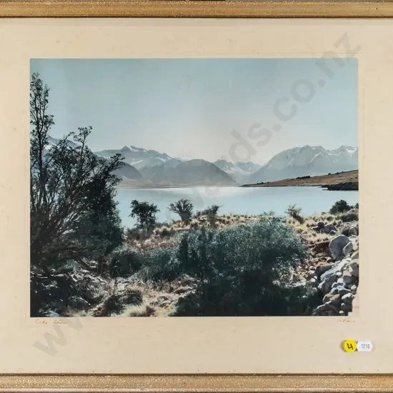 framed Whites Aviaition hand coloured photograph "Lake Ohau" (foxing to surround) H-290 W-360