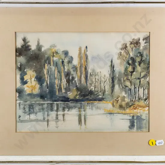 W Mcbeath - framed watercolour - rive and tree scene H-200 W-285