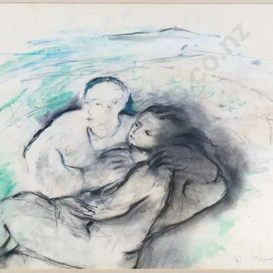 Catherine Manchester 1985 - framed pastel "Lovers II" H-400 W-590