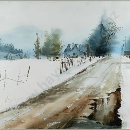 JK Reid - framed watercolour "Grahams Road Blenheim" H-360 W-540