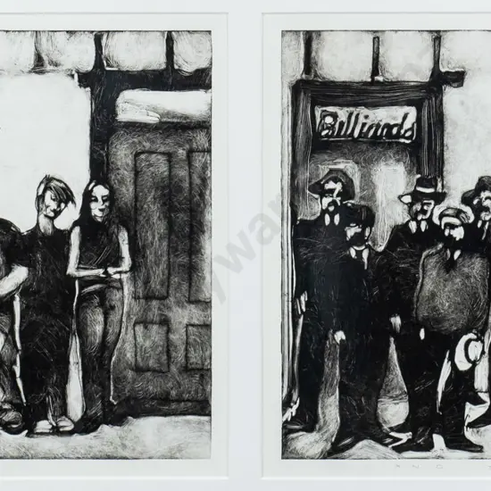 Pauline Bellamy - framed etchings 2/2 "Us" "And Them"  H-250 W-560