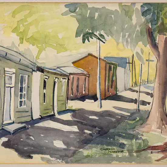 Gwenda Porteous - framed watercolour "Arrowtown" H-350 W-500