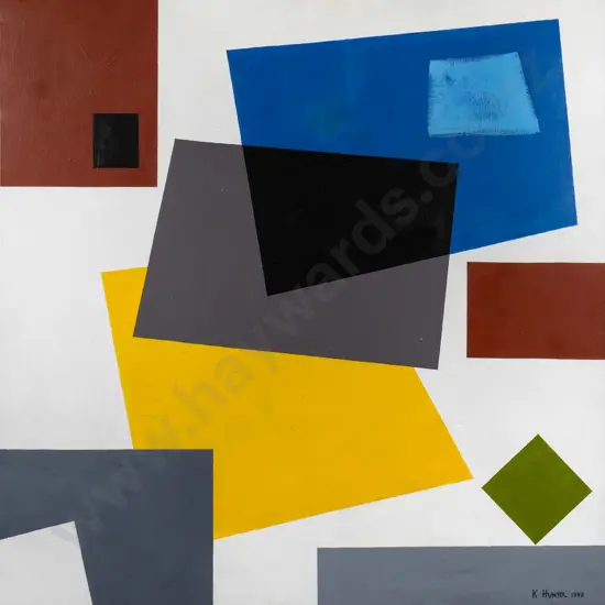 Kay Hunter 1998 - boxed acrylic on canvas "Dancing Square" H-800 W-800