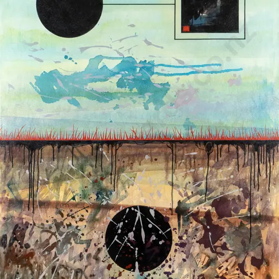 Kay Hunter 1998 - boxed acrylic on canvas "From A Distance" H-1440 W-970