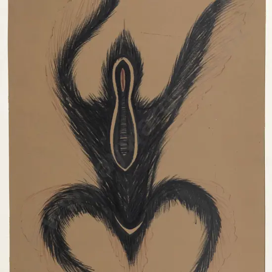 Frank Gross '61 - mounted ink "Birdman" H-500 W-390