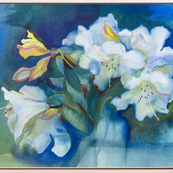 Els Noordhof  '85 - framed watercolour -still life flowers - H-320 W-460