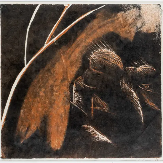 Simon Kaan '89 - framed print - figures under tree H-230 W-230