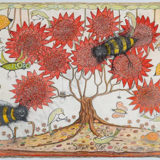 Ivan Hill - mounted pencil "Super Star Rose" H-560 W-760