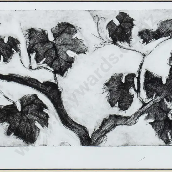 Pauline Bellamy - framed etching 30/50 -  Grapevine H-170 W-500 (frame  needs attention)