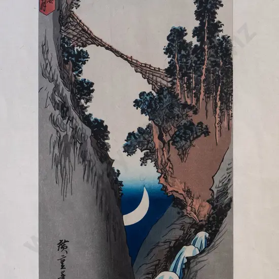 Hiroshige framed woodblock print - 28 Moonlight Views H-370 W-160