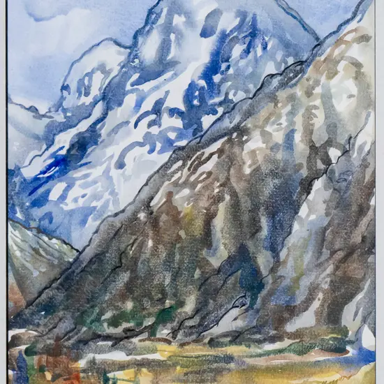Patricia Tough 2002 - framed watercolour "Mt Cook, NZ" H-405 W-285