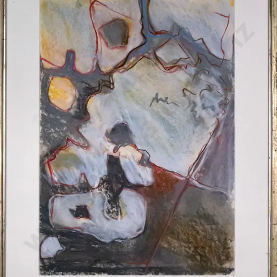 Wallace Crossman 1992 - framed pastel "Rock Scenes I" H-400 W-270