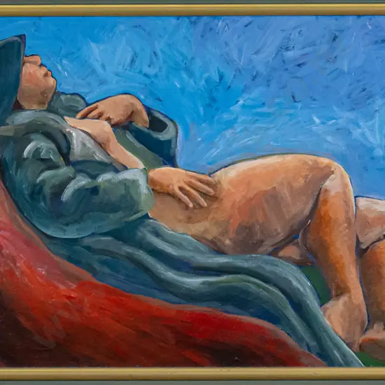 JK Weir - framed acrylic - nude H-340 W-490