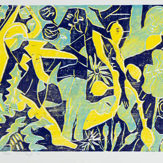 Wayne Seyb 2001 - mounted woodcut print 1/8  "The Aloe"  H-310 W-410