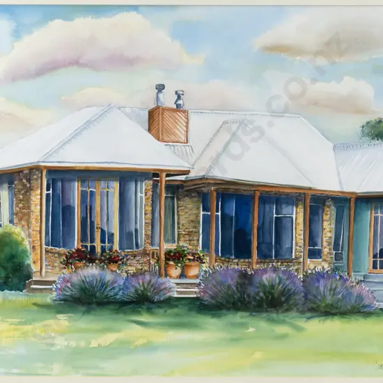 Susie Ruddenklau 2000 - framed watercolour - house H-470 W-670