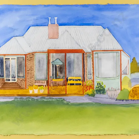 Annie Baird 1997 - framed watercolour - house H-570 W-760