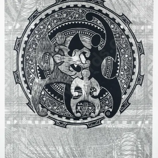 David Teata 2005 - unframed ltd edition print W/P "Whanau" H-580 W-420