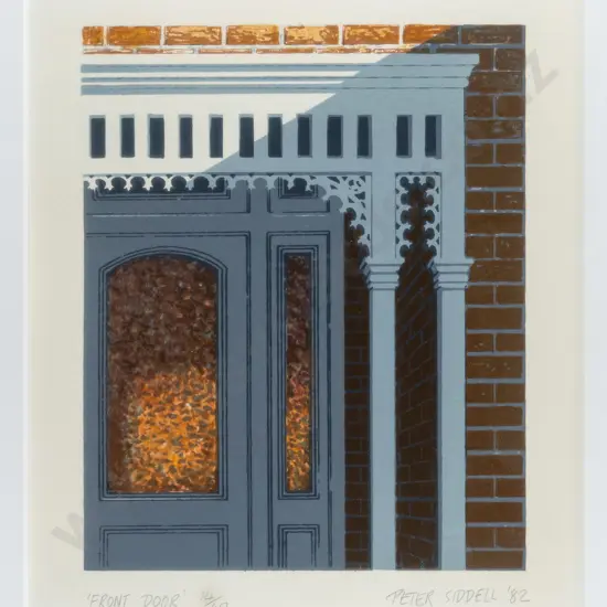 Peter Siddell '82 - framed screenprint 14/40 "The Front Door" H-260 W-230
