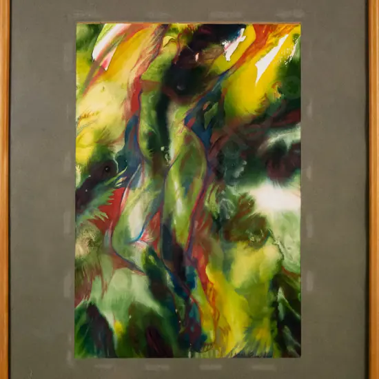 Helen Rockel 1988 - framed mixed media "Emergence" H-360 W-240