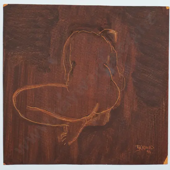 Lindsay Crooks '94- mounted watercolour on card - nude H-240 W-250