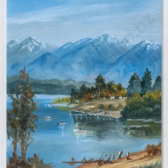 LM Gurr - framed watercolour "Lake Te Anau" H-110 W-85