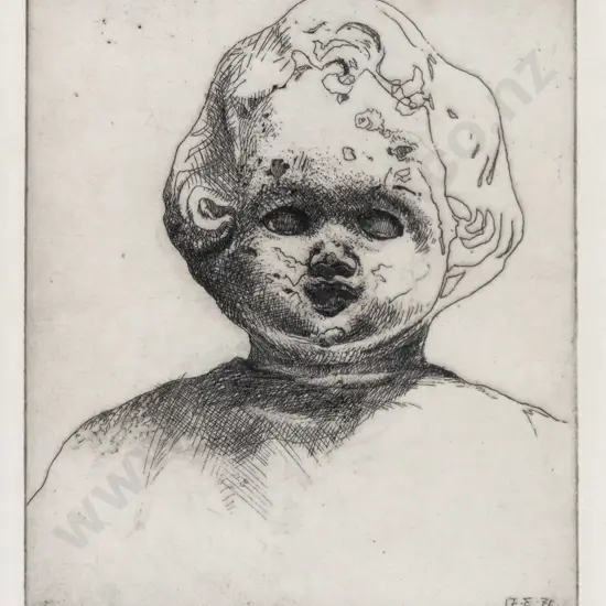 Grahame Sydney '76 - framed etching 10/25 "Family Doll" H-170 W-140