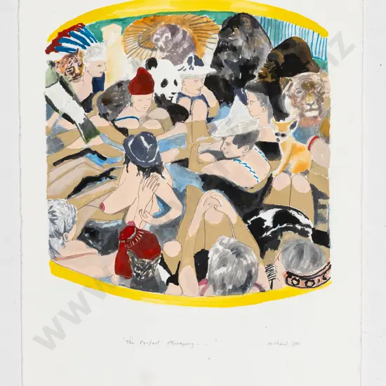 Michael Greaves 2011 - mounted watercolour - bathers H-170 W-150