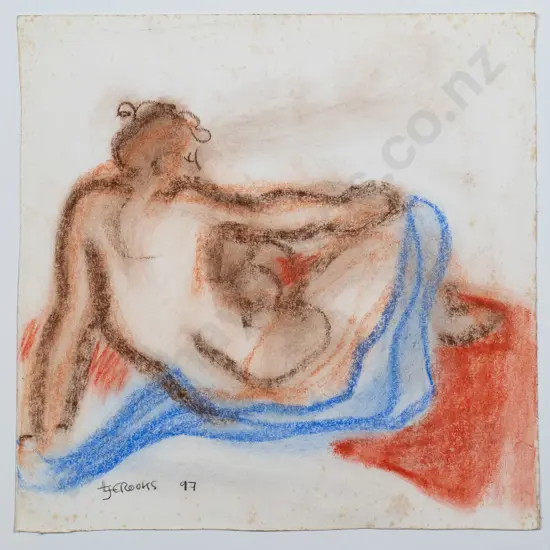 Lindsay Crooks '97 - mounted pastel on card - nude (slight foxing) H-240 W-230