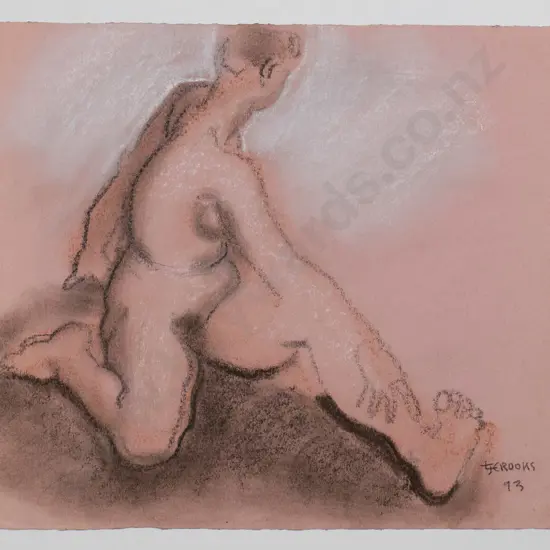 Lindsay Crooks '93- mounted pastel on card - nude H-220 W-250
