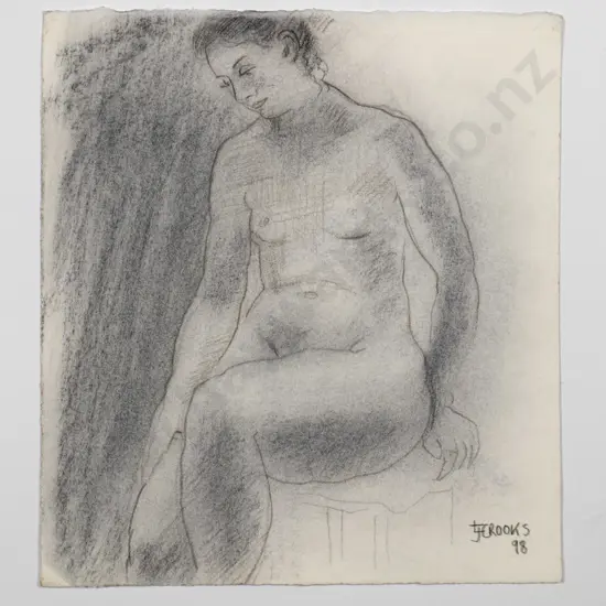 Lindsay Crooks '98- mounted mixed media on card - nude H-190 W-170