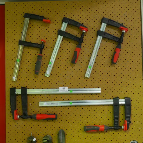 set of 5 F clamps - green dots