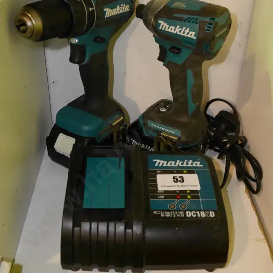 Makita battery drill, impact driver, 2 batteries, charger