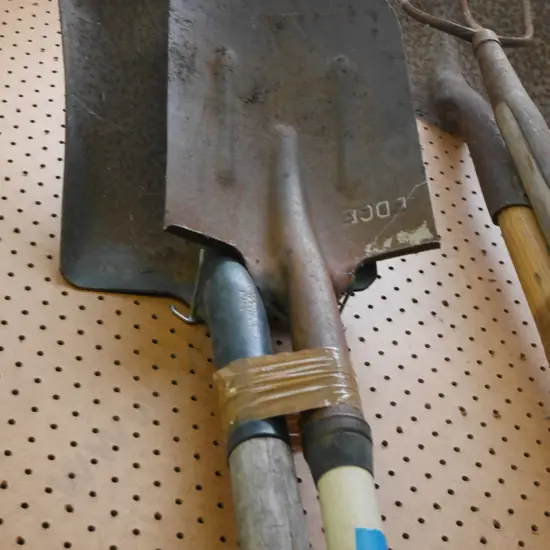 wide mouth shovel, one other shovel