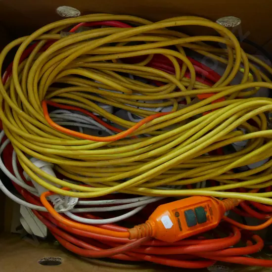 box of extension leads