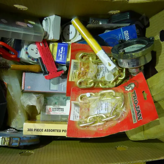 box; angle finder, pop riveter, chains, braids etc