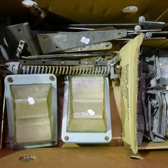 box; bulk head lights, gate hinges, window hardware etc